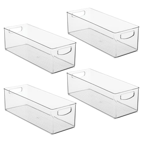 iDesign Plastic Stackable Pantry Bin for Kitchen Cabinets or Fridge, Set of 4, Clear, Made in USA - style: Pack of 4