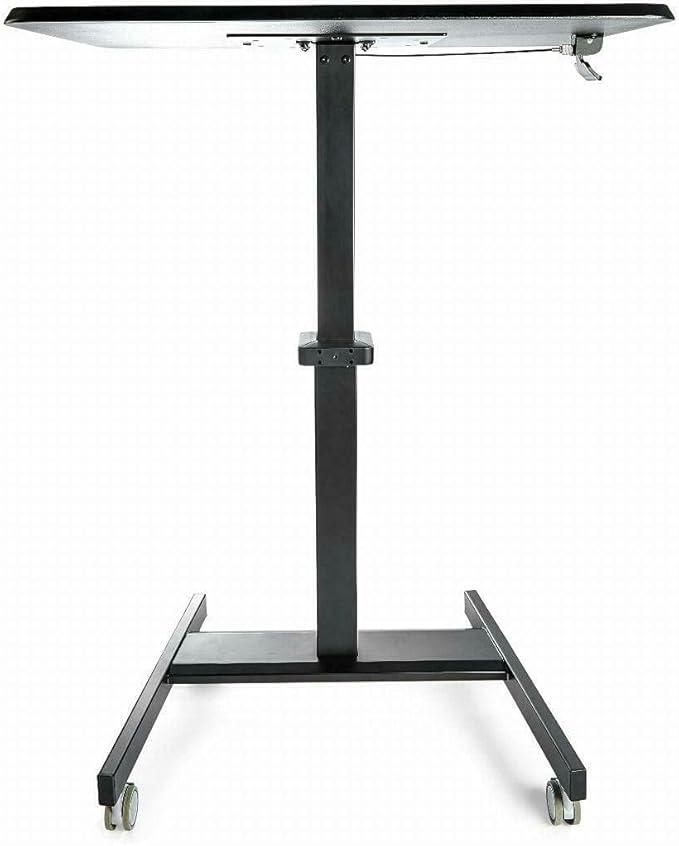 StarTech.com Mobile Standing Desk - Portable Sit Stand Ergonomic Height Adjustable Cart on Wheels - Rolling Computer/Laptop Workstation Table with Locking One-Touch Lift for Teacher/Student (STSCART2)
