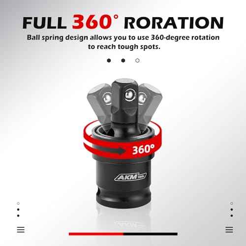 17PCS 3/8 Inch Drive Magnetic Impact Socket Set, Metric, 7mm-19mm, 6 Point, Cr-Mo, Square Drive, Magnetic Socket with Universal Joint, Drill Bit Adapter & Extension
