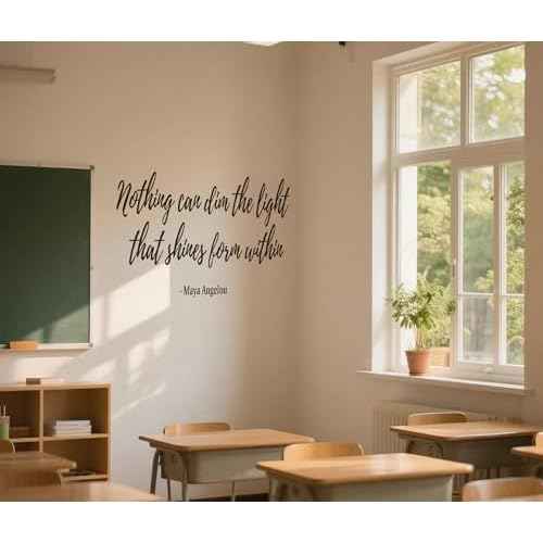 Inspirational Maya Quotes Wall Sticker,Nothing Can Dim The Light That Shines from Within¡¯ Motivation Words Vinyl DIY Removable Wall Decals for Classroom College Home