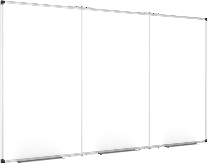 XBoard Magnetic Whiteboard 72 x 40 Inch | Foldable Dry Erase Board with Aluminium Frame & Marker Tray 6' x 3' | Wall Mounted