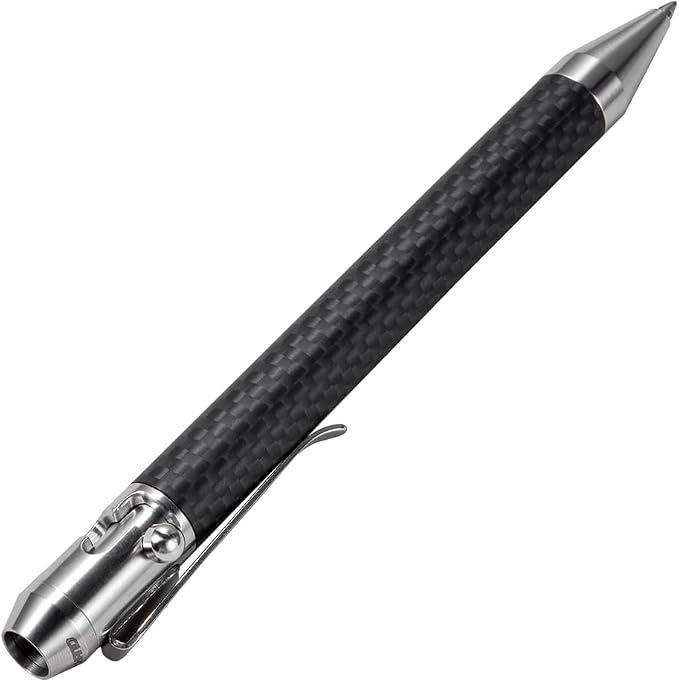 Cool Hand 4.9'' Brass Bolt Action Pen with Retractable Stylus Tip | for Any Touch Screen Ballpoint Ink Refillable Compact Size Skelton Out Deep Pocket Clip (Brass)