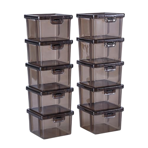 10-Pack Small Plastic Containers with Lids, Clear Stackable Storage Boxes & Bins Organizer for Bead Organizer, Craft Storage, Stickers, Jewelry & Small Items – Black Square Small - size: Black Square Small - 10 Pack