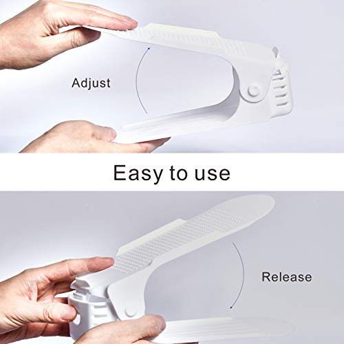 Shoe Slots Organizer, 24PCS Adjustable Double Layer Stack Shoe Rack, 50% Space-Saving Storage Rack Holder, White - color: White