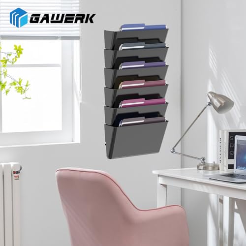 Gawerk Clear Acrylic Single Pocket, Plastic Hanging Wall Mount File Holder for Office Home (Black, 6 Pack) - color: Black, size: 6 Pack
