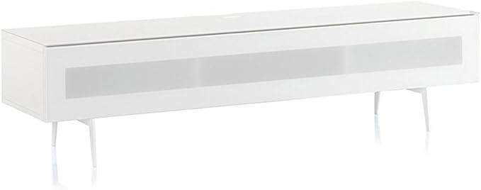SONOROUS ST-360 Premium TV Stand for Living Room – Modern TV Stands & Entertainment Center with Storage – White Wood & White Glass Cover – Luxury Media Console with Metal Legs for TVs up to 75 inches