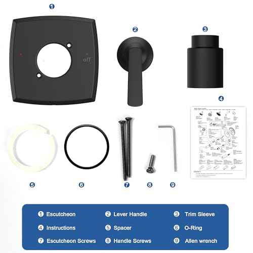Replacement for D Faucet 14 Series Single-Function Shower Valve Trim Kit, Matte Black Shower Trim Kit Shower Handle T14064-BL(Without Cartridge)