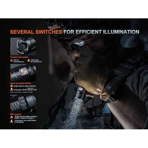 Fenix PD35R ACE 2000 Lumens Multi-Mode USB-C Rechargeable Tactical Flashlight with Customizable Output Level Selections and Lumentac Organizer