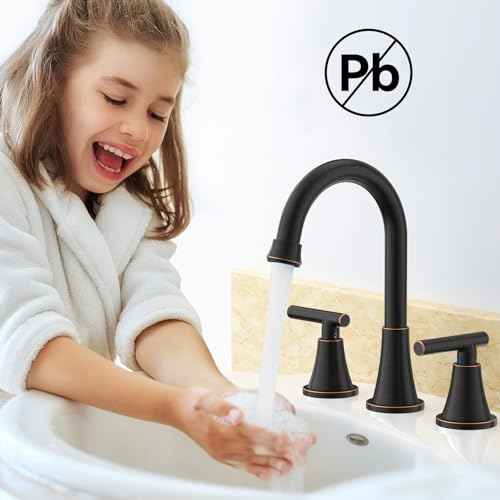 Bathroom Faucets for Sink 3 Hole, Hurran Oil Rubbed Bronze Bathroom Sink Faucet with Pop-up Drain and Supply Lines, Stainless Steel Lead-Free Widespread Faucet for Vanity RV Farmhouse