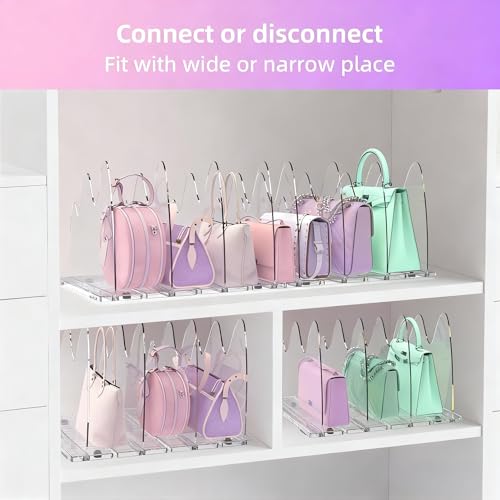 ANTOWIN 2 Pack Clear Purse Organizers for Closet, Adjustable Shelf Divider, Handbag Separators Storage Organizer, Shelf Divider in Bedroom, Office, Kitchen - size: Peak shape