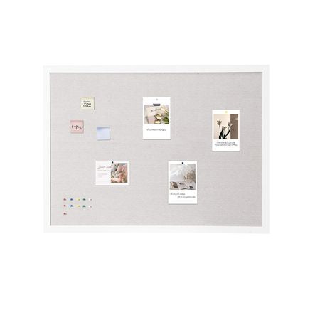 48"x36" White Cork Board with Linen Surface – Stylish Wall-Mounted Bulletin Board for Home, School, Office – Elegant & Functional Noticeboard