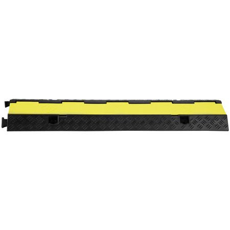 5-Piece Rubber Cable Guard, Dual Channel, 12000 lbs per Axle Load Capacity, Durable Hose & Wire Protection Ramp for Driveways, with Easy Access Top & 50 ft Caution Tape for Both Indoor & Outd
