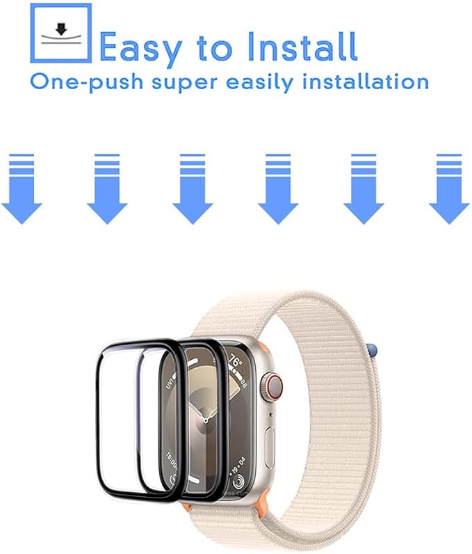 Screen Protector for Apple Watch Series 9/8/7 (41mm) 2-Pack Full Coverage Ultra Clear Tempered Glass for Apple Watch Series 9 iWatch A2982 41mm