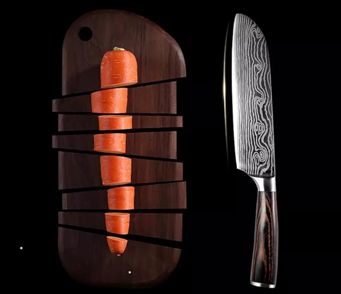 The Epicurean Cook Majesty 8pc Damascus-Pattern Chef Knife Set, Pakkawood