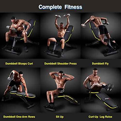 Adjustable Weight Bench, Foldable Workout Benches for Home Gym, 10 Backrest Position Exercise Bench for Strength Training, Upgraded Thickened Steel Support Max Capacity 700LBs