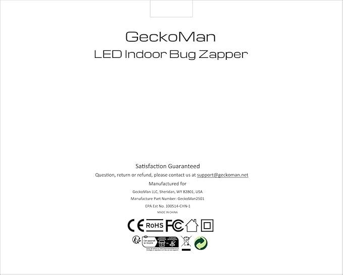 2-Pack GeckoMan LED Indoor Bug Zapper Indoor Fruit Fly Trap for Indoors Mosquito Zapper Fly Zapper, Energy-Saving Max-Attract Hybrid-Spectrum Tube • 10-Yr Life, Enhanced High-Volt Instant Kill