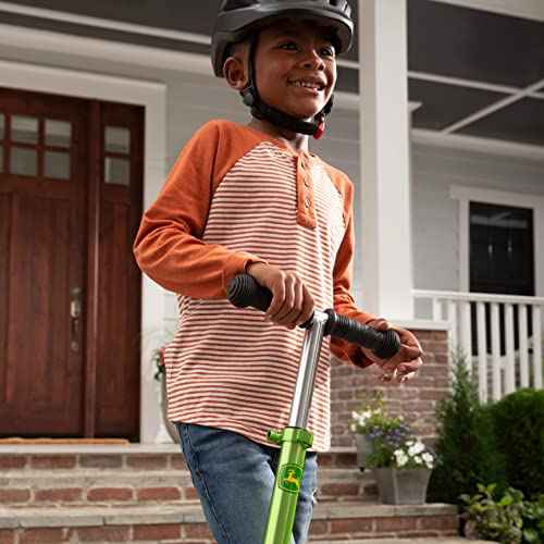TOMY John Deere Kids Kick Scooter - Aluminum Girls and Boys Scooter -Includes Light Up Wheels and Adjustable Height for Growing Kids - for Ages 5 Years and Up
