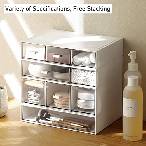 Desk Organizer-Stackable Storage Drawers, Plastic Compact Desk Storage Box Perfect for Collection Small Item/Cosmetic Office Organizer - 3 drawers (White) - size: 9*6.5*2inch - 3 Compartment