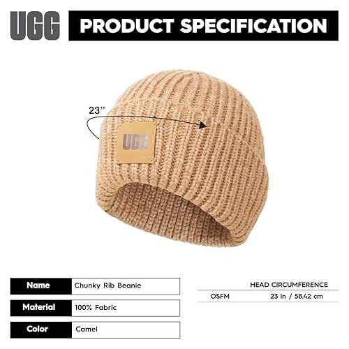 UGG Womens Chunky Rib Beanie Logo