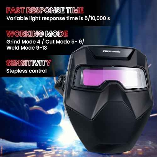 Meonum Auto Darkening Welding Goggles, Wide Rang Shade 4/5-9/9-13, Welding Glasses with Welder Mask and 10 Replacement Lenses, Adjustable Sensitivity work for TIG MIG ARC Plasma Cutting