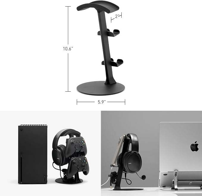 NSMO Hanger Headphone Stand Controller Holder Phone Dock Height Adjustable Hooks Desk Organizer for Headset/Controller/Switch/Phone