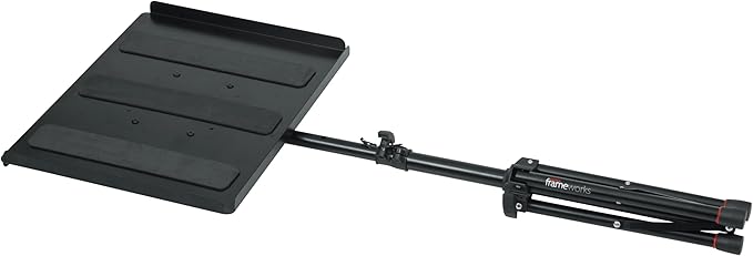 Gator Frameworks Adjustable Multi-Media Gear Stand Featuring 100x100 Vesa Mounting Brackets | Ideal for Laptops, Small Production Samplers, and More, Min/Max Height - 28"/44.5" (GFW-UTL-MEDIATRAY1)