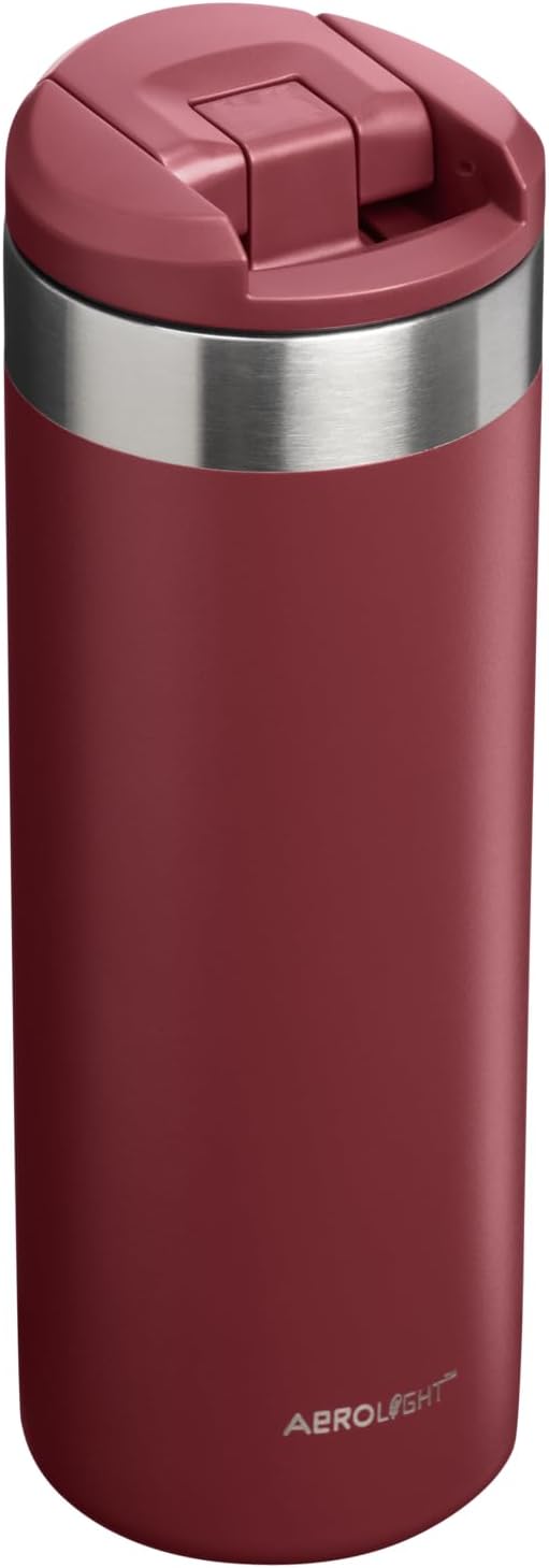 Stanley AeroLight Transit Bottle 16 oz | Locking Drink Through Lid | Leak Resistant Water Bottle or Coffee Travel Mug | Lightweight Insulated Stainless Steel | BPA-Free | Cranberry