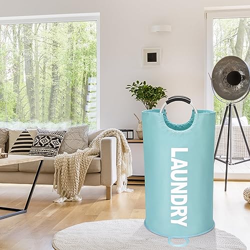 Maxsilan 125L X-Large Laundry Basket, Freestanding Tall Clothes Hamper, Collapsible Laundry Bag, Light Blue - color: Light Blue, size: 125L