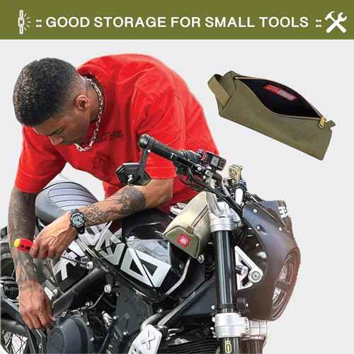 Rough Enough Small Tool Pouch Bag Canvas for Motorcycle Bike Accessories Storage Organizer with Zipper Handle Army Green