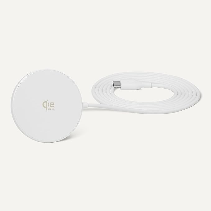 Amazon Basics 25W Qi2.2 Certified Wireless Charging Pad MagSafe Compatible for iPhone 17/16/15/14/13/12 Magnetic Compatible for Android Google Smartphones Black (Adapter Not Included)