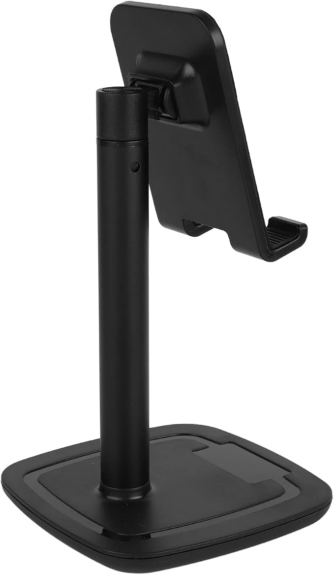 Cell Phone StandBlack Aluminium Alloy Desktop Cell Phone Stand Foldable Telescopic Desk Mobile Phone Holder