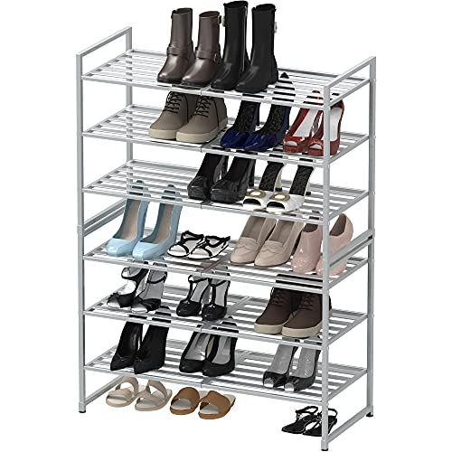 Simple Houseware 3-Tier Stackable Metal Panel Shoes Rack, Silver - color: Silver, style: Metal Panel