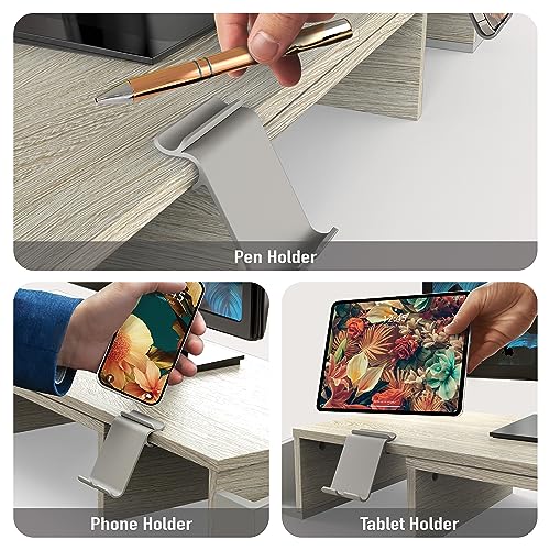 Simple Houseware Desk Dual Monitor Stand Riser with Drawer, Maple - color: Maple