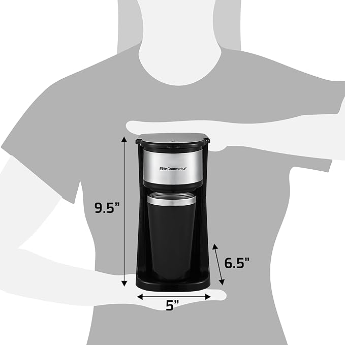 Elite Gourmet EHC112 Personal Single-Serve Compact Coffee Maker, Black