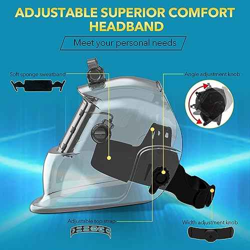 TRQWH Welding Helmet with Light True Color Auto Darkening Welding Helmets for Men Solar Powered Welding Hood with 2 Arc Sensor Wide Shade 4/9-13 for TIG MIG ARC Cool Welder Mask (TRQ-HS01)