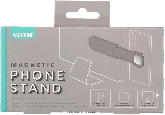 Paladone Magnetic Phone Stand - Side Mount Phone Holder & Screen Extender for Desktop Computer Monitor or Laptop - Practical Tech Desk Accessory
