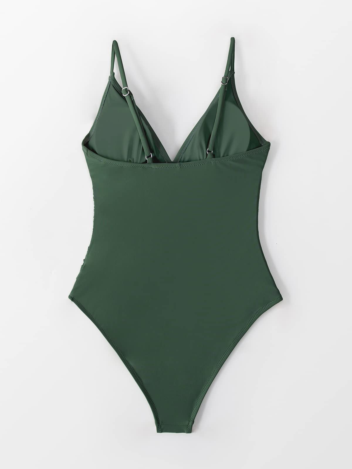 CUPSHE Womens Swimwear One Piece Swimsuit Tummy Control V Neck Bathing Suits, Large, Green