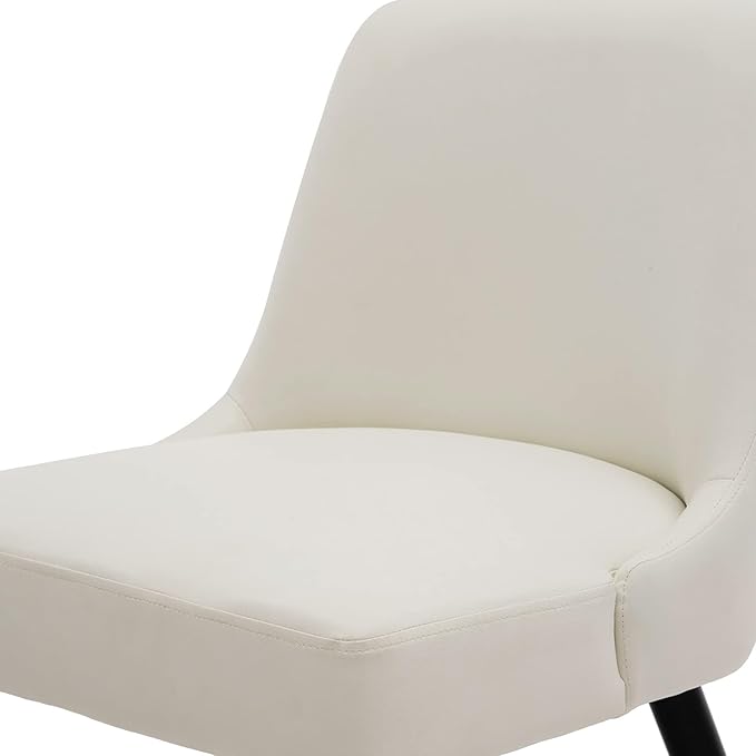 MINCETA Dining Chair,Morden Wood Leg Upholstered Kitchen Chair Set of 4,PU in Cream White
