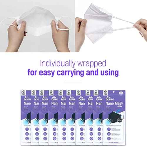 AIRQUEEN 3-Layer Nano-Filter Face Mask for Adults, Black 30 Pack, Lightweight and Breathable Face Mask, Reusable Face Mask