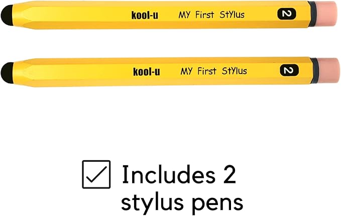 Stylus Pens for Kids Hexagon Shaped Like a Real Pencil Compatible with All Touch Screen Devices - Apple IPAD iPhone Samsung Galaxy Tab Amazon Fire - 2 Pack