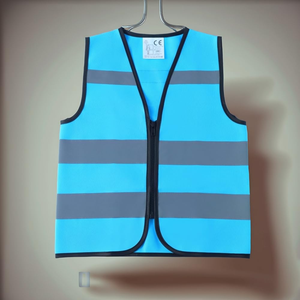 IDOU Blue High-Visibility Reflective Construction Safety Vest, XS Zipper