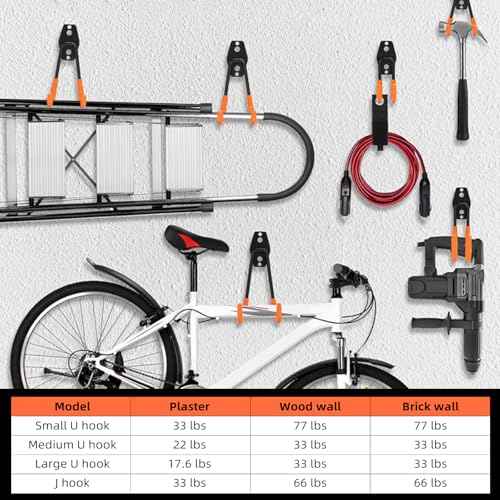 Garage Hooks, 12 Pack Wall Hooks for Hanging Heavy Duty Ladders, Bikes, Tools Ideal for Garage, Garden, Basement Utility Room Storage (Orange)