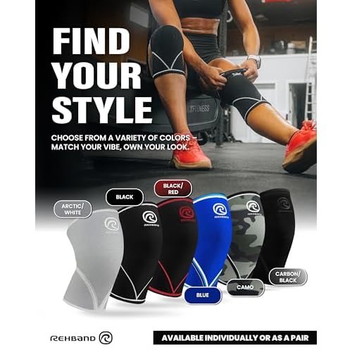 Rehband 7051 Classic 7mm V-Knee-Sleeve for Weightlifting, Competition Grade Powerlifting Knee Sleeve, Compression Sleeve for Crossfit, Squats, Gym, Colour:Carbon/Black - 1 Pair, Size:Medium