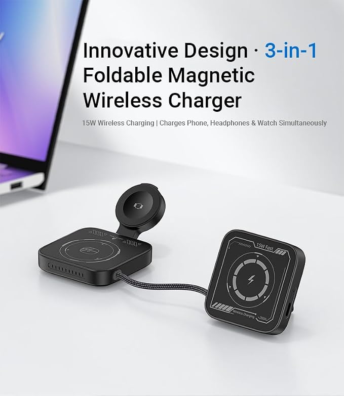 Magnetic Charger for iPhone Apple Magsafe Charger Fast Charging- Compatible with iPhone & AirPods 15w Wireless Charger Portable Cargador Inalámbrico (No AC Adapter)