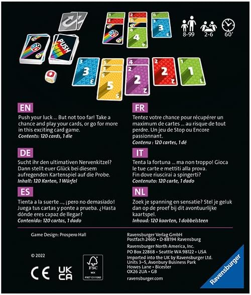 Ravensburger Push 2024 - Exhilarating Card Game for Family Fun - Suitable for 2-6 Players, Aged 8 and Up | Fast Paced | Easy to Learn | Perfect for Parties