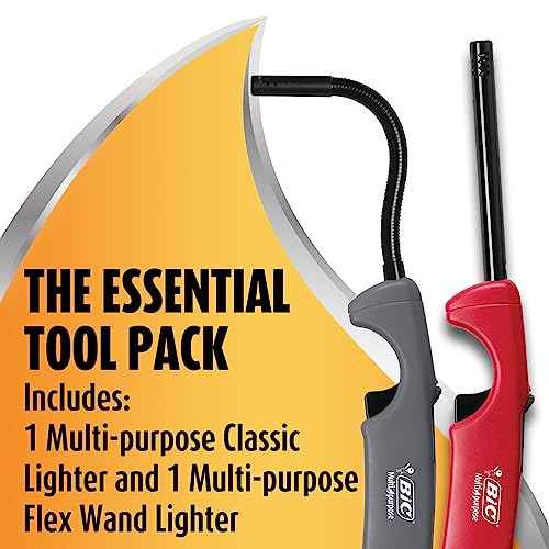 BIC Multi-Purpose Classic and Flex Wand Combo Lighter Pack, Assorted Handle Colors, 20-Count