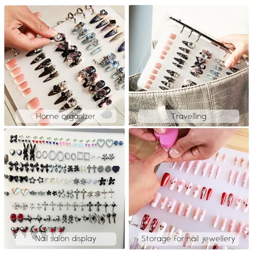 Clear Press on Nails Storage Box Press on Nail Organizer Binder Salon Art Display Supplies Packaging Book Sample Exhibition with Double-sided Adhesive Medium A5 - color: A5-Medium