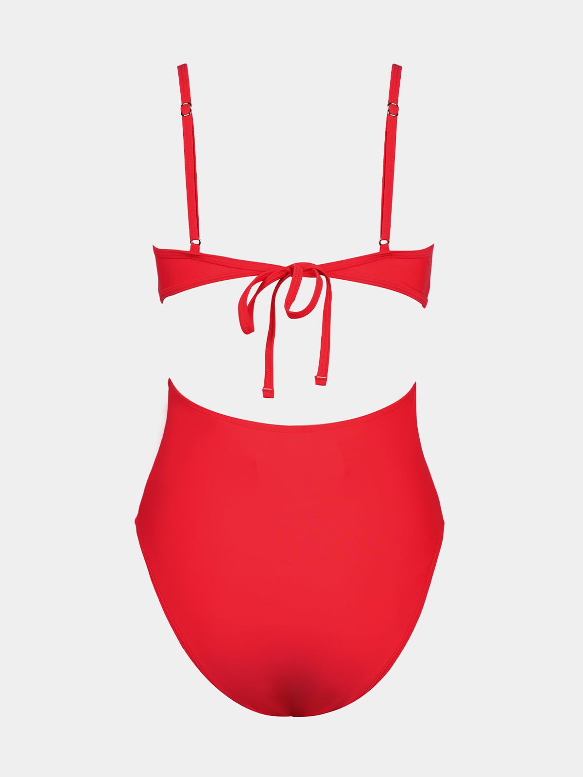 CUPSHE Women's One Piece Swimsuit Scoop Neck Adjustable Straps Cutout Back Self Tie Bathing Suit, M Solid Red