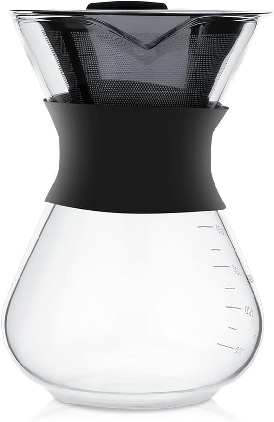 Manual Glass Coffee Maker Pot, 400ml Drip Pot with Premium Stainless Steel