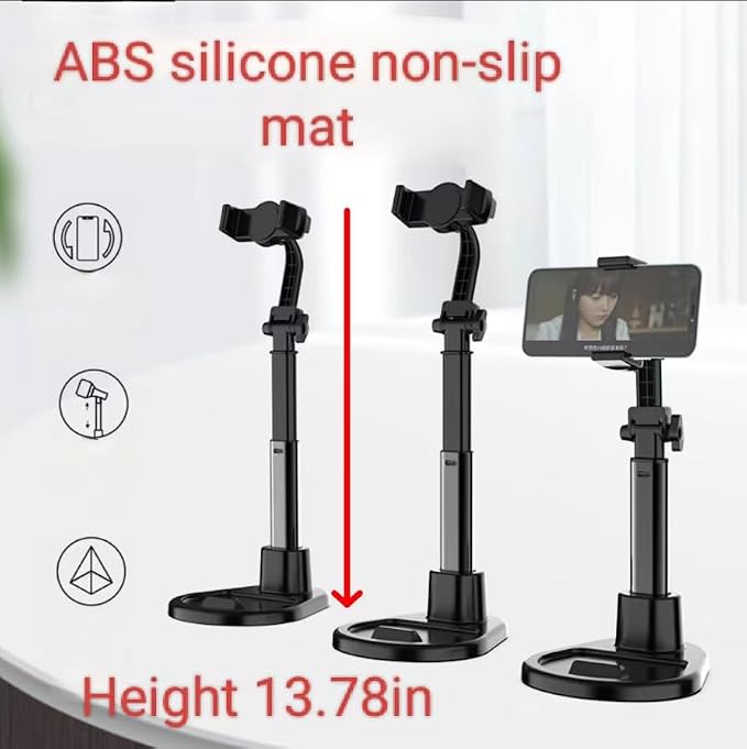 Cell Phone Stand with Phone Cooler Height Adjustable Desktop Cell Phone Stand with Cooling Fan for Live Streaming Compatible with All iPhone Android Phones
